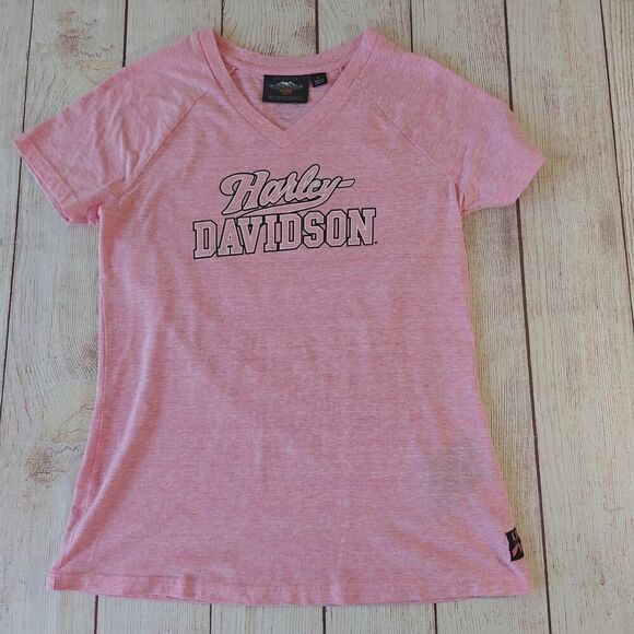 Harley Davidson pink label V-neck logo tee sz M - Picture 9 of 13
